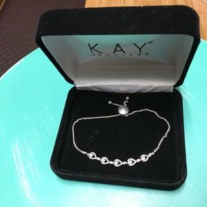 Sterling silver diamond bolo bracelet